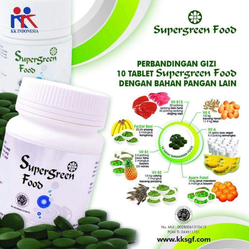 Super GreenFood 150tablet KK SGF makanan sehat lengkap 15 vitamin 12 mineral untuk sel  PPARs Suplem