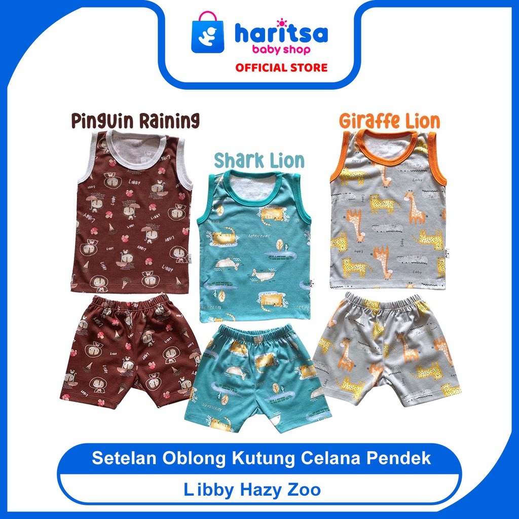 Libby Setelan Oblong Kutung Motif SML / Libby Baju bayi Hazy Zoo /Setelan piyaman anak