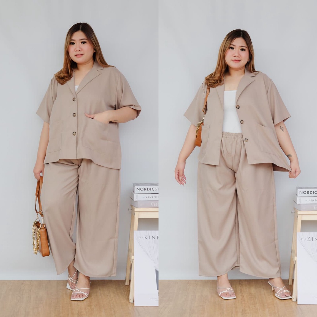 BIGWELL.ID PINA SET KERAH - SETELAN WANITA BIG SIZE / SETELAN JUMBO / BAJU FASHION BIG SIZE