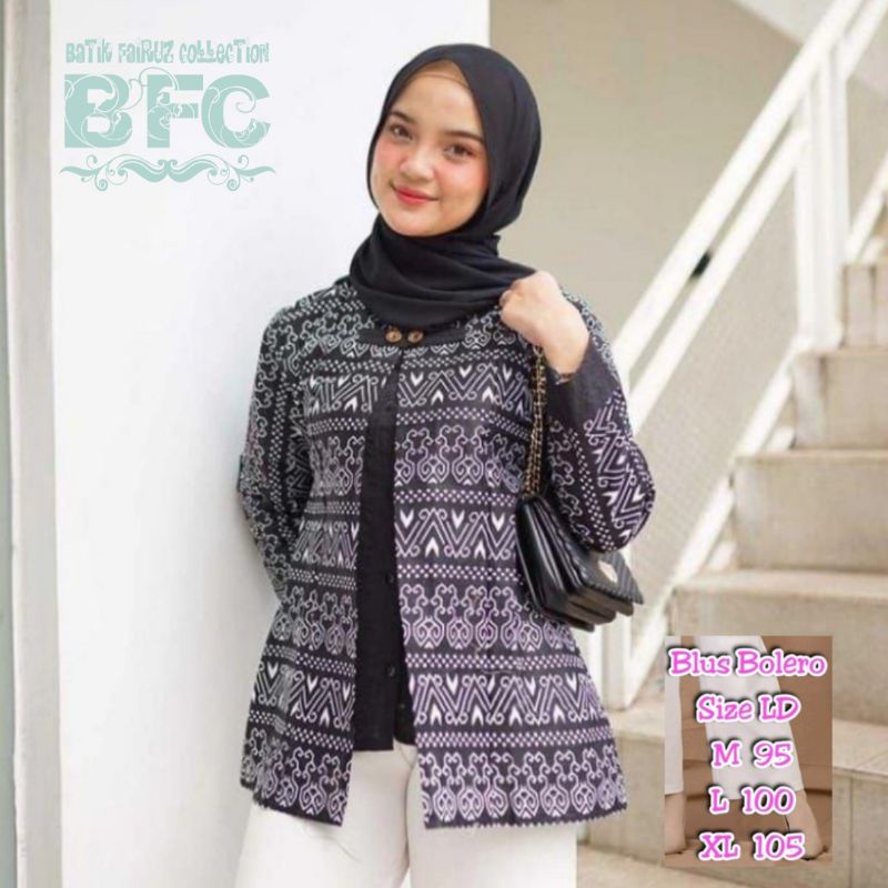 tey-17 Batik wanita ASJ SA HRB026 Kenongo Kemeja Tosca Pendek-BOLERO KEONG JT