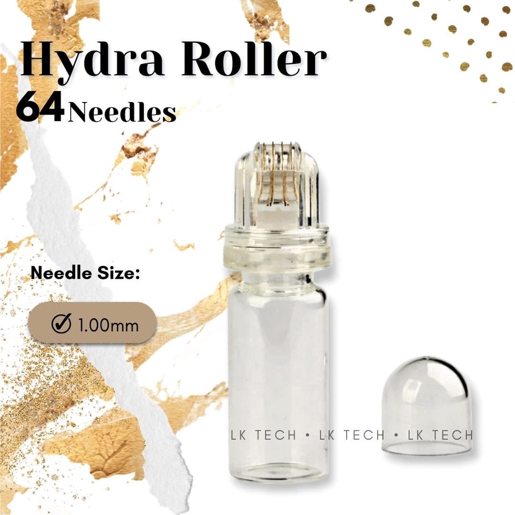 Hydra Roller Pin Mikro 64 Pin Rol Ujung Pin Titanium Injeksi Hyaluronic Otomatis Serum Perawatan Kulit Mengencangkan Pori-pori