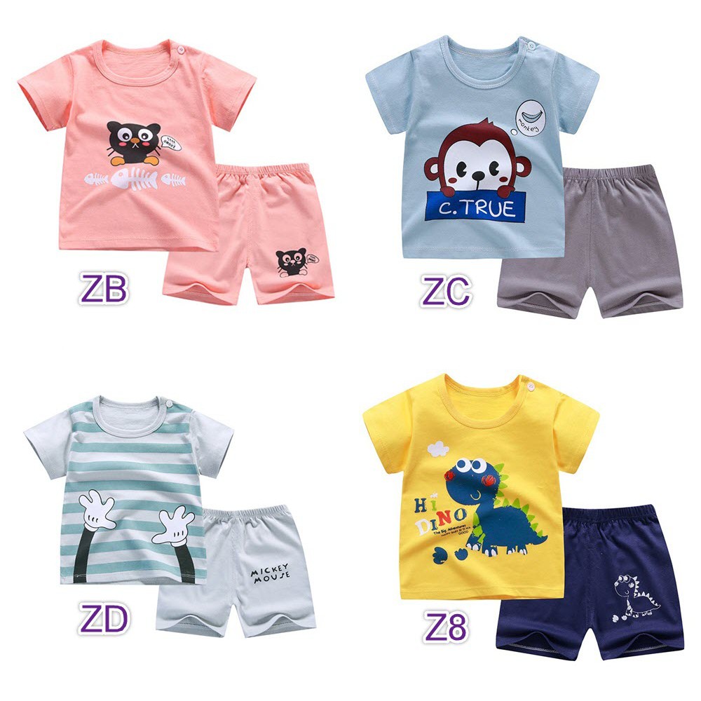  Baju  Bayi  Anak  Laki Perempuan  Lengan Pendek setelan  lucu 