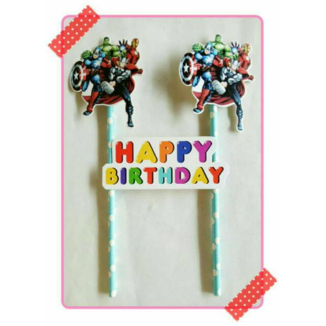 Topper cake sedotan hiasan kue ulang tahun karakter avengers