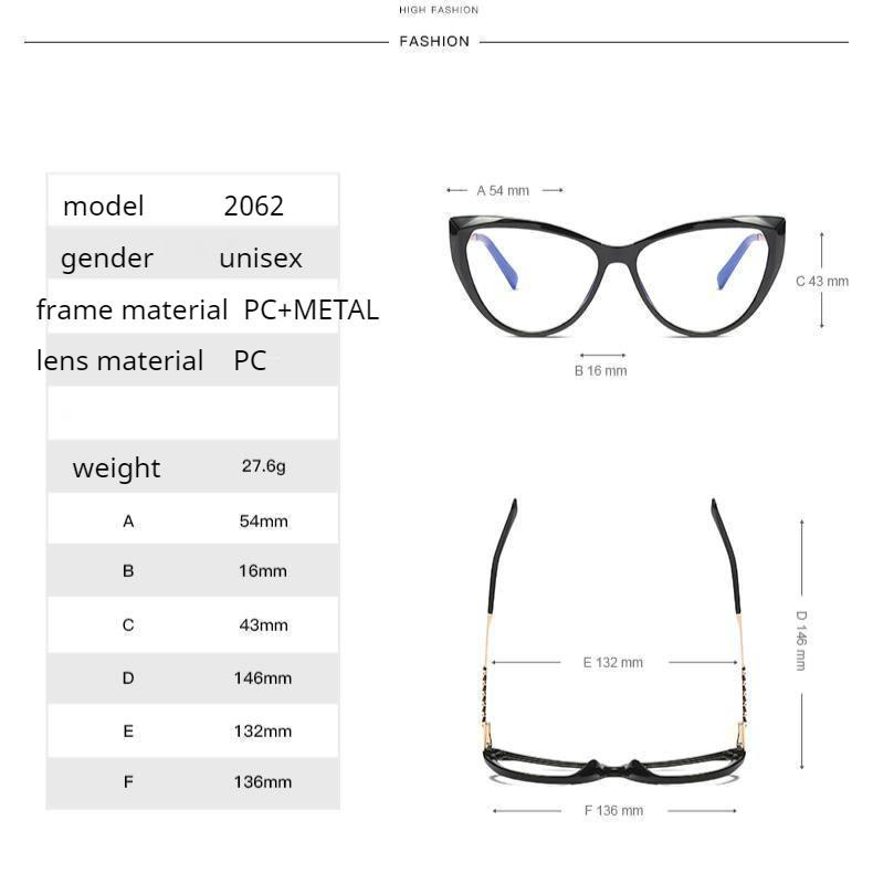 【YUZHU】COD Western Fashion TR90 Bingkai Besar Diamond Crystal Edge Cat Eye Glasses