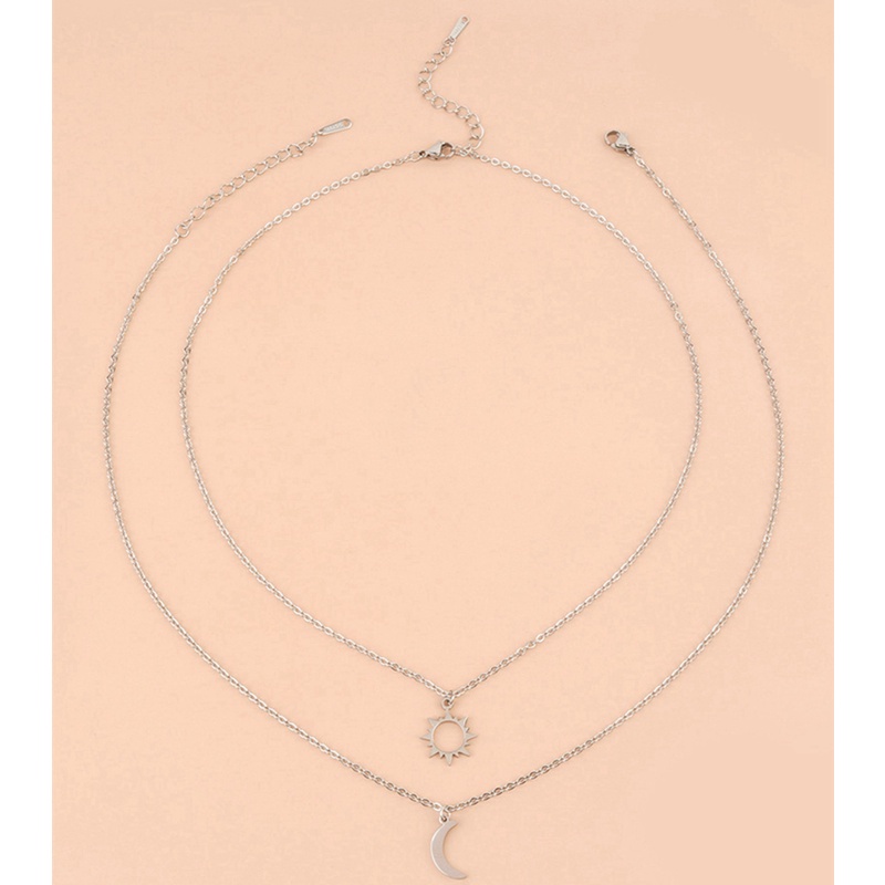 Fancyqube Kalung Persahabatan Dengan Liontin Matahari Dan Bulan Untuk Wanita 2 Anak Perempuan