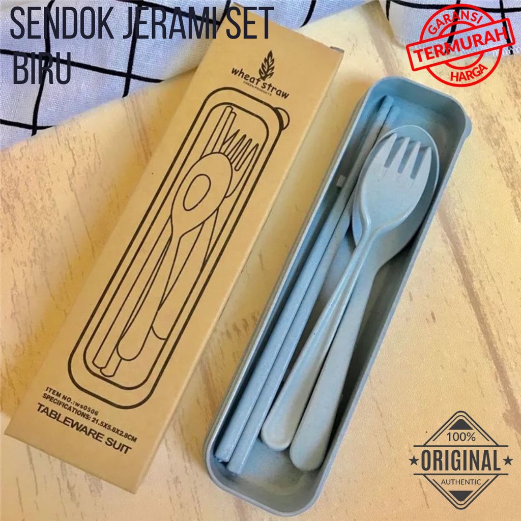 SENDOK JERAMI SET Sendok Garpu Sumpit BPA Free Travelling