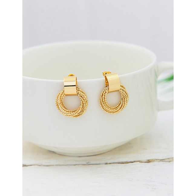 LRC Anting Tusuk Fashion Gold Alloy Multi-layer Round Earrings F43339