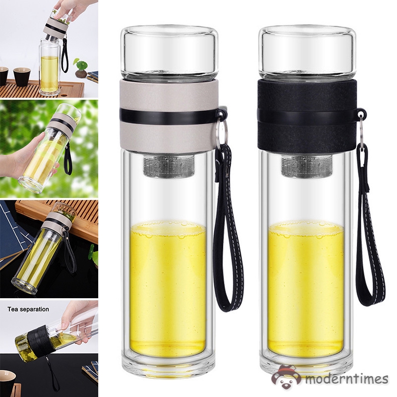 Md Cod Borosilicate Glass Bottle Tea Infuser Travel Mug With Strainer For Loose Leaf Tea Shopee Indonesia