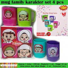 SET MUG FAMILY GELAS 4 SET FREE DUS