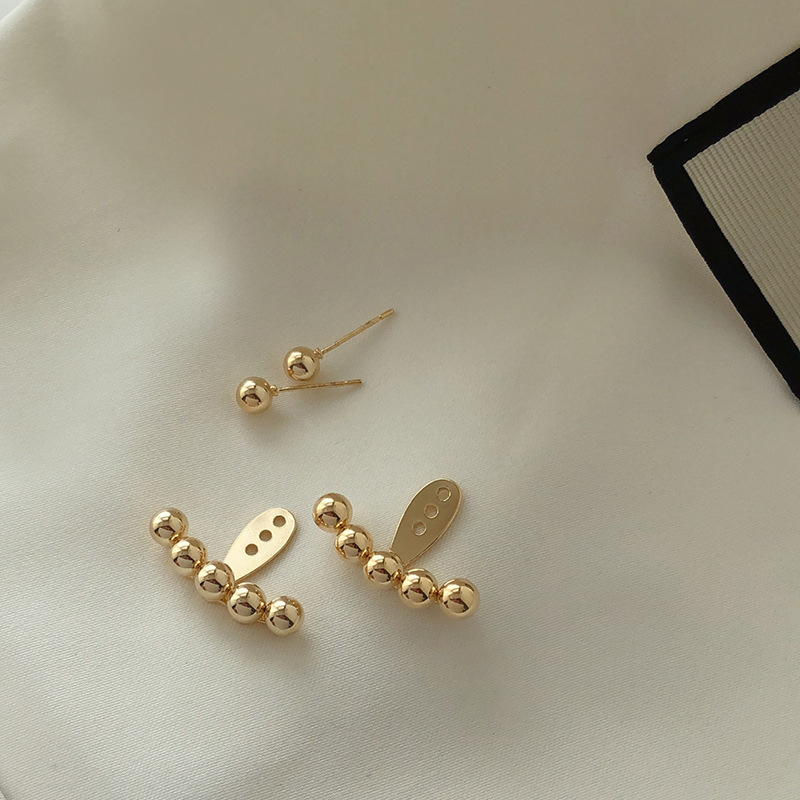 Anting Vintage gold round ball Untuk Wanita Aksesoris Telinga Korea