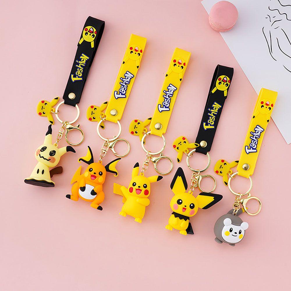 [Elegan] Kartun Gantungan Kunci Kreatif Pria Wanita Hadiah Pikachu Psyduck Pokémon Action Figure Ransel Liontin Alloy Key Lanyard