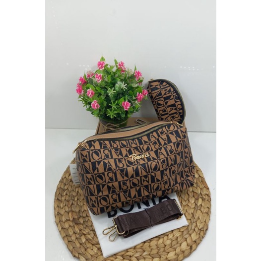 PROMO!!!TAS SELEMPANG BANIA TALI BISBAN TEBAL free POUCH SIZE 26X15CM