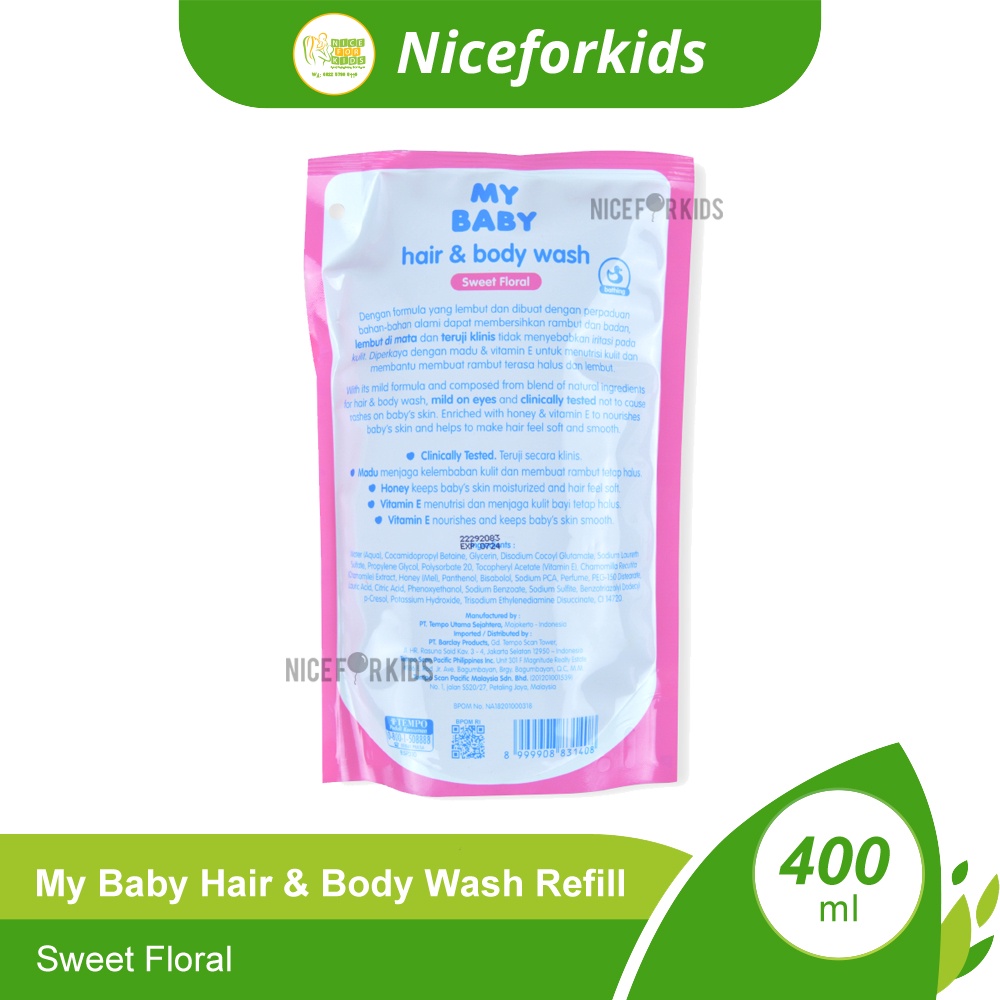 My Baby Hair &amp; Body Wash Refill 400ml / Sabun Mandi 2in1 Refill 400ml