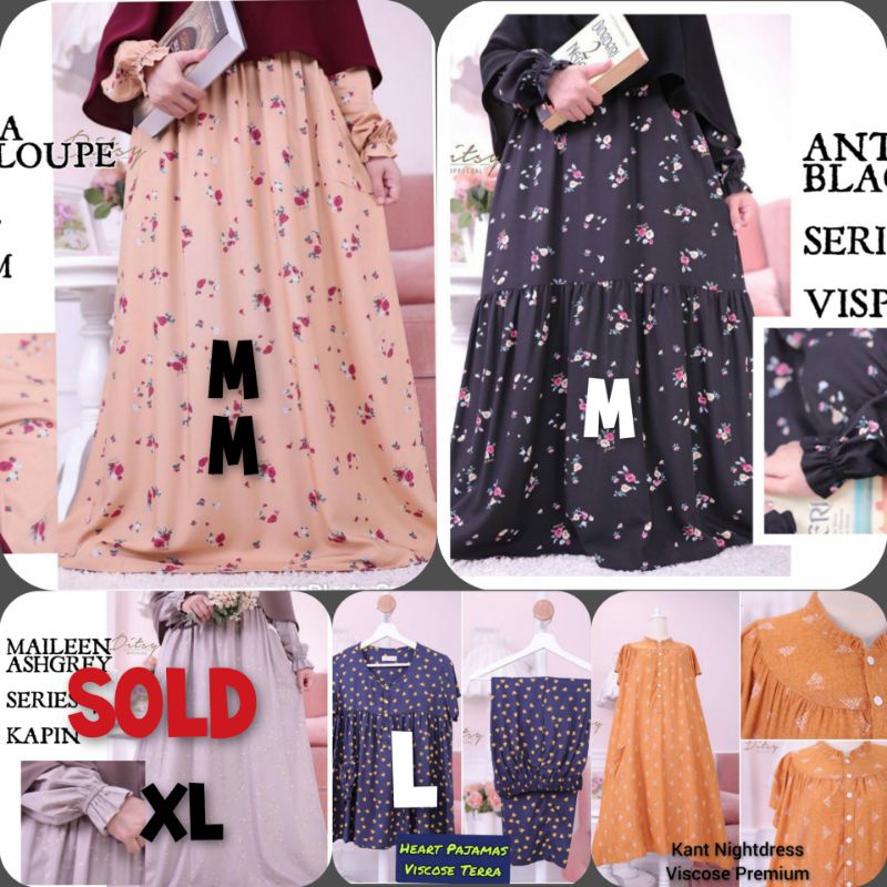 DITSY DESEMBER 2021 ANTHEIA CANTALOUPE M, ANTHEIA BLACK M, MAILEEN ASHGREY XL, HEART PAJAMAS L, KANT
