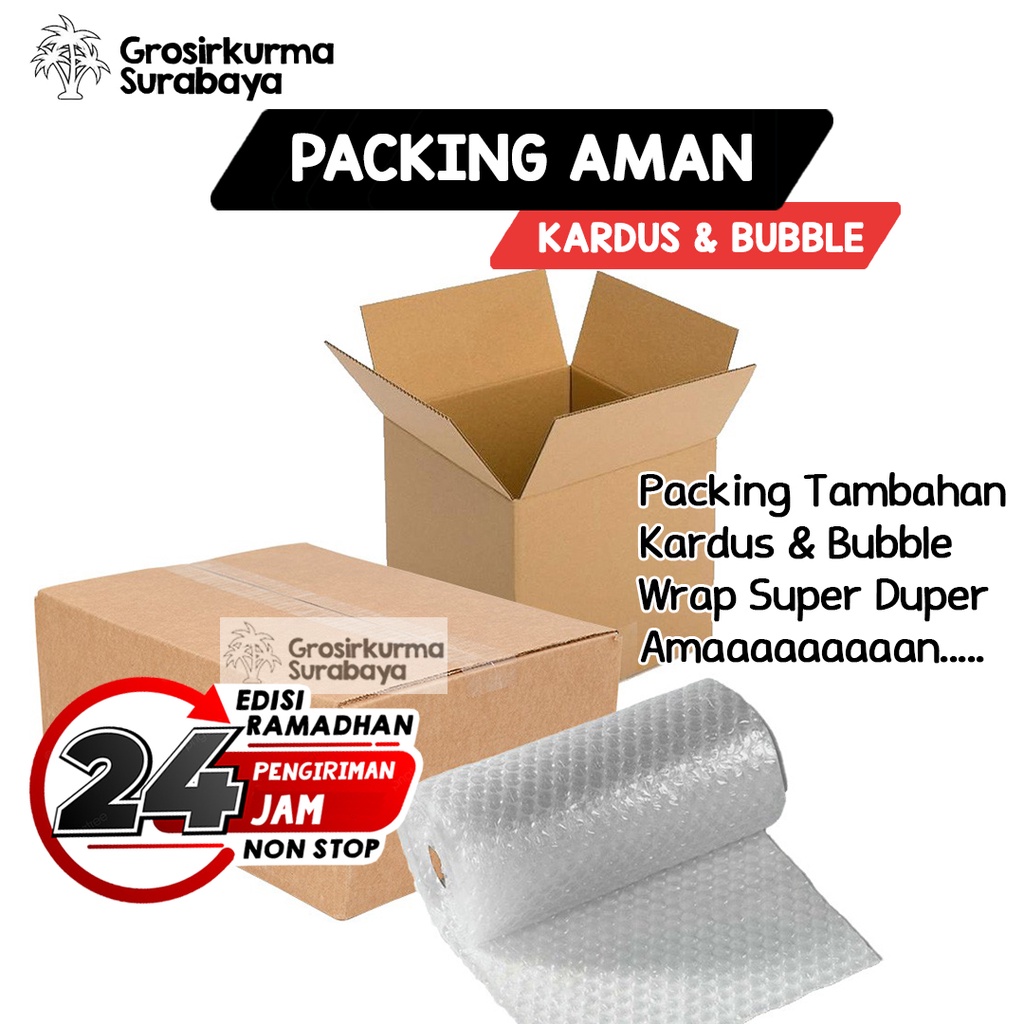 Packing Tambahan Kardus &amp; Bubble Wrap Fragile Anti Pecah 100% Aman Untuk Keamanan Pesanan Customer