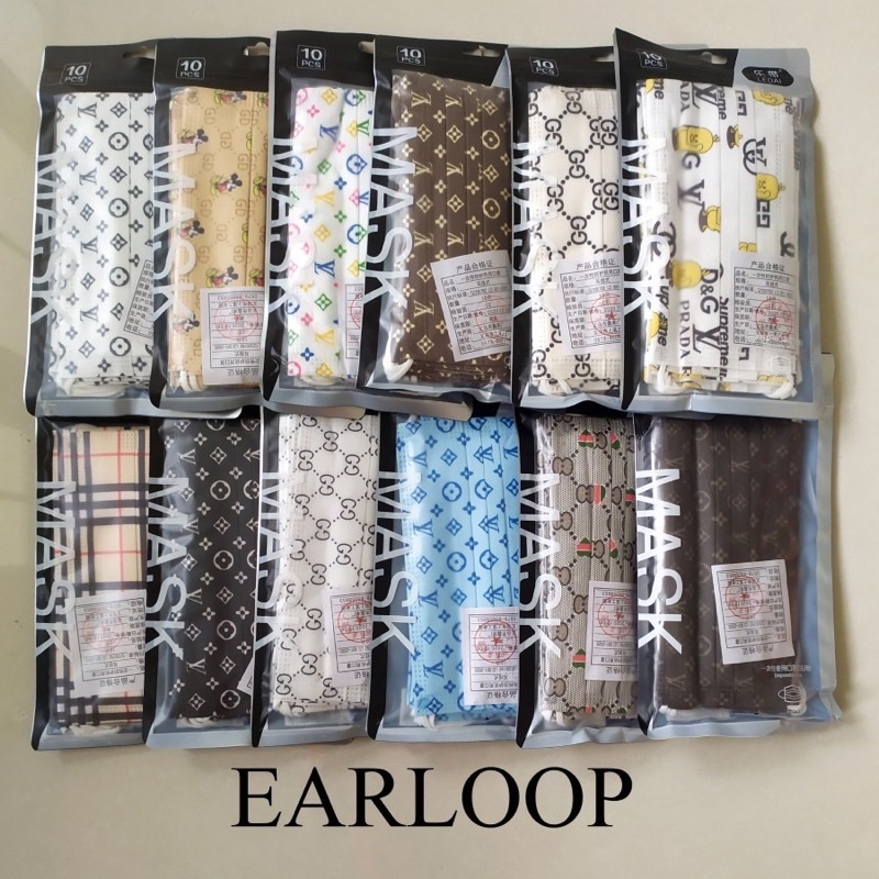 MASKER 3PLY BRANDED DEWASA ISI 10 PC / MASKER 3PLY BRANDED EARLOOP MOTIF /