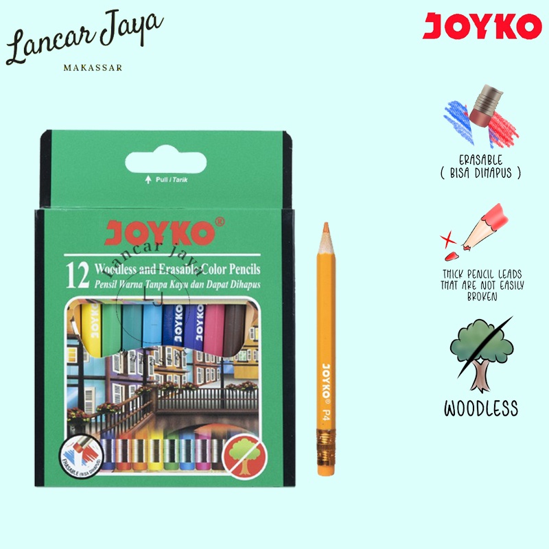 

Pensil Warna Dapat Dihapus Erasable Color Pencils Joyko CP-120 12 Warna