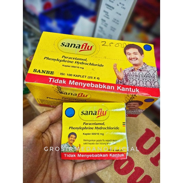 SANAFLU TABLET ISI 4 - MENGOBATI GEJALA INFLUENZA SEPERTI DEMAM SAKIT KEPALA HIDUNG TERSUMBAT DAN BERSIN