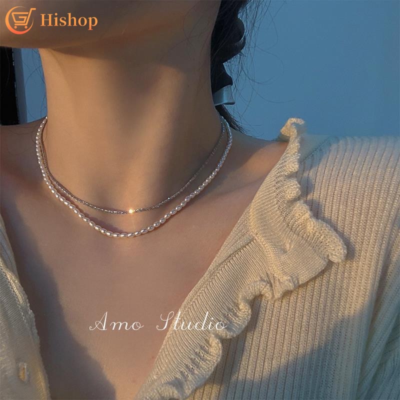 Pearl Shinning Necklace Elegant Simple Princess Chain Choker Women Jewelry Accessories