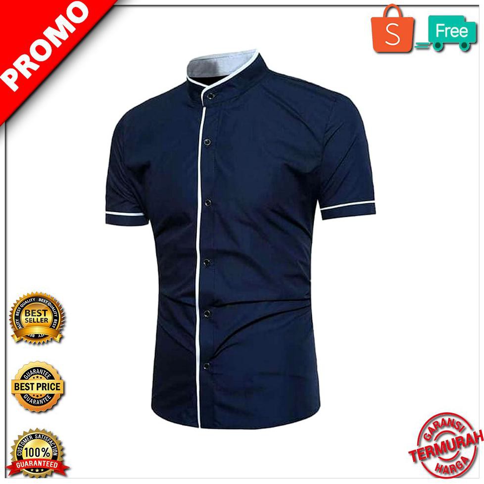 LIMITED EDITION Kemeja Trendy Dongker Kemeja Pria Kekinian Kemeja Cowok Lengan Pendek LIMITED