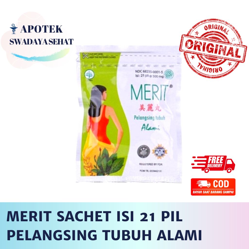 MERIT SACHET ISI 21 PIL - Pelangsing Tubuh Alami Berat Badan Diet Obesitas