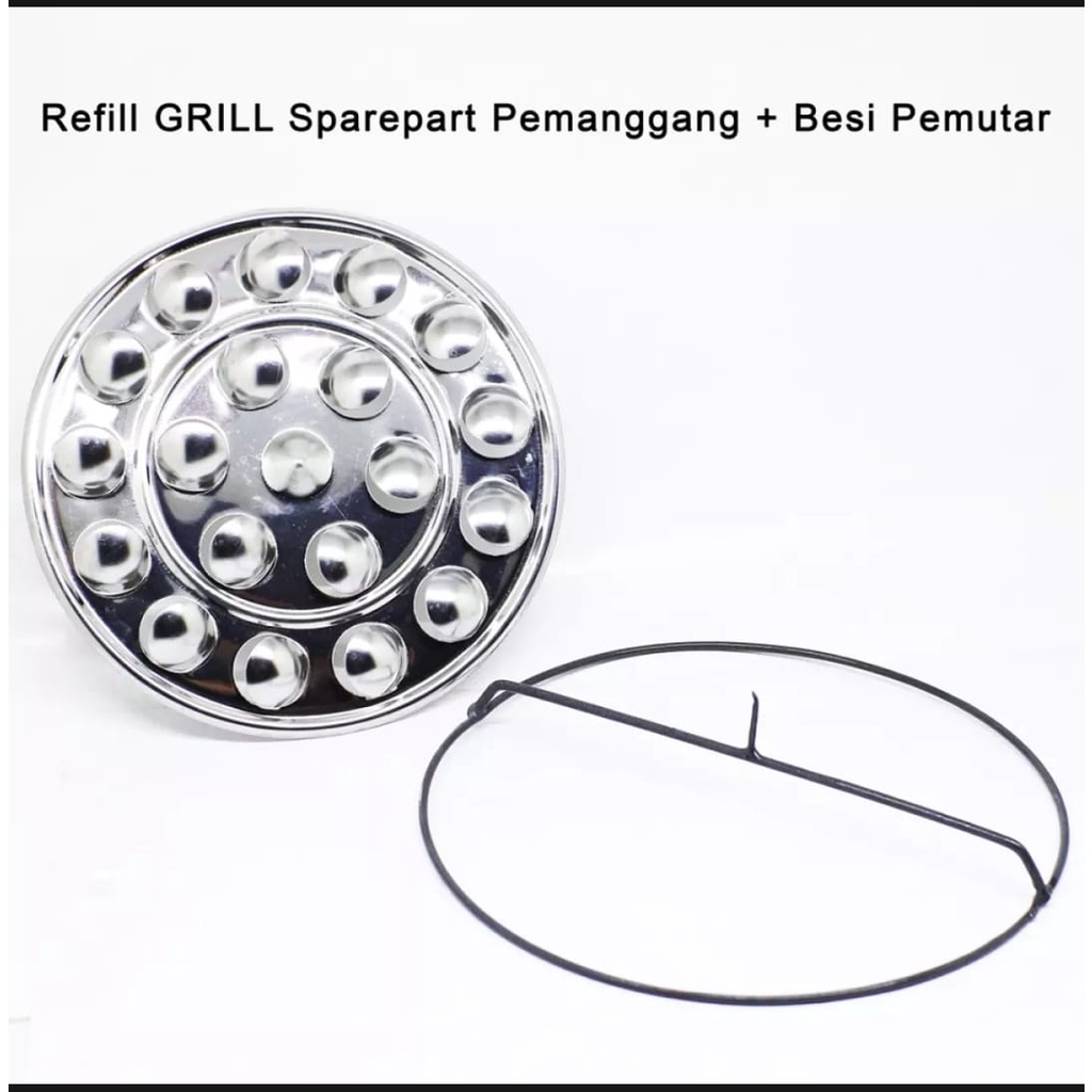 SATU SET, tiang dan putaran panci grill /alat bakar magic roaster / pemangang daging dan ikan / panjang diameter 14.5 cm