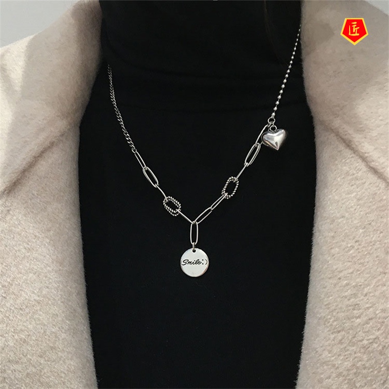 [Ready Stock]S925 Silver round Brand Fashion Heart Necklace Retro