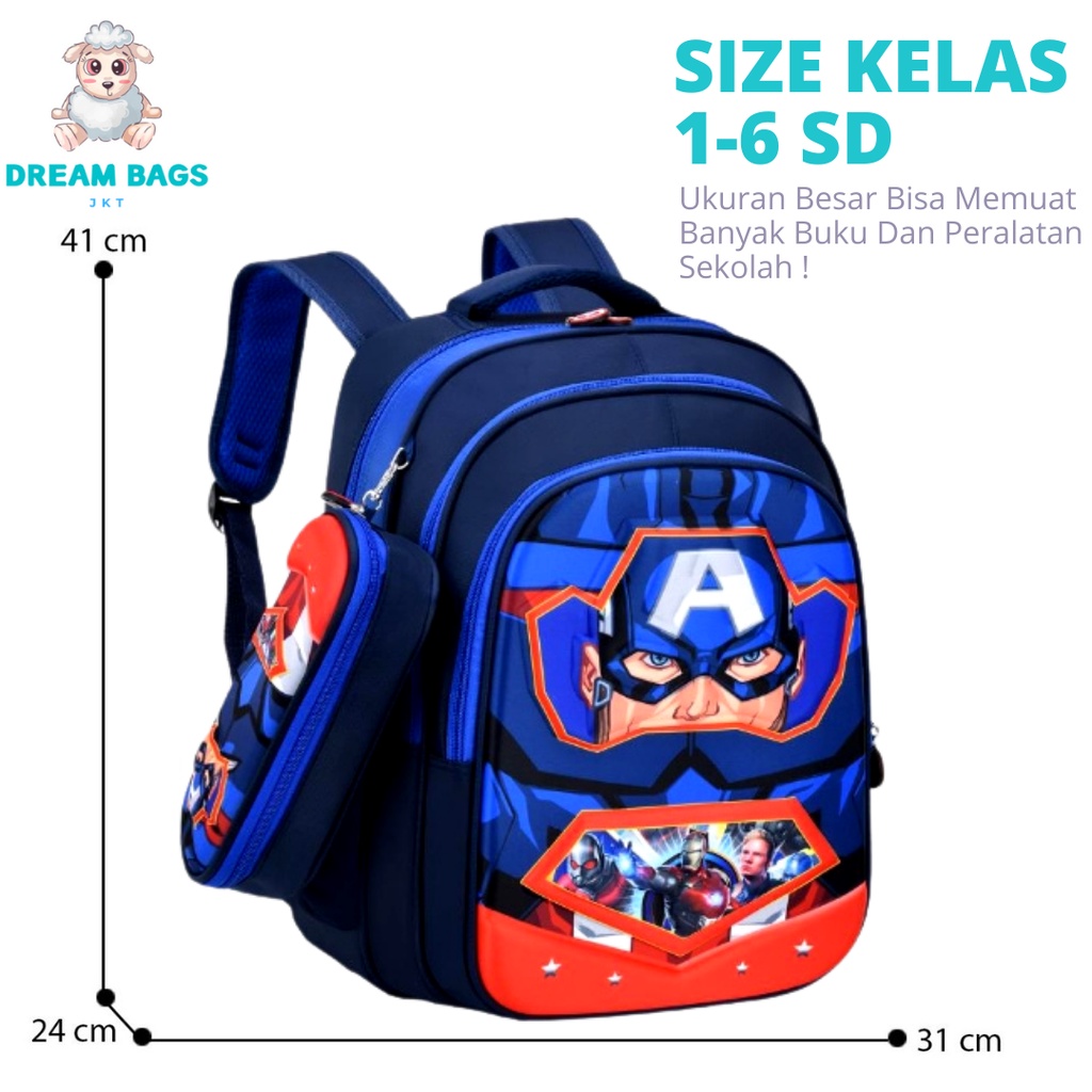 Dream Bags Tas Ransel Anak Capten DB 1651 Size SD Tas Anak Import