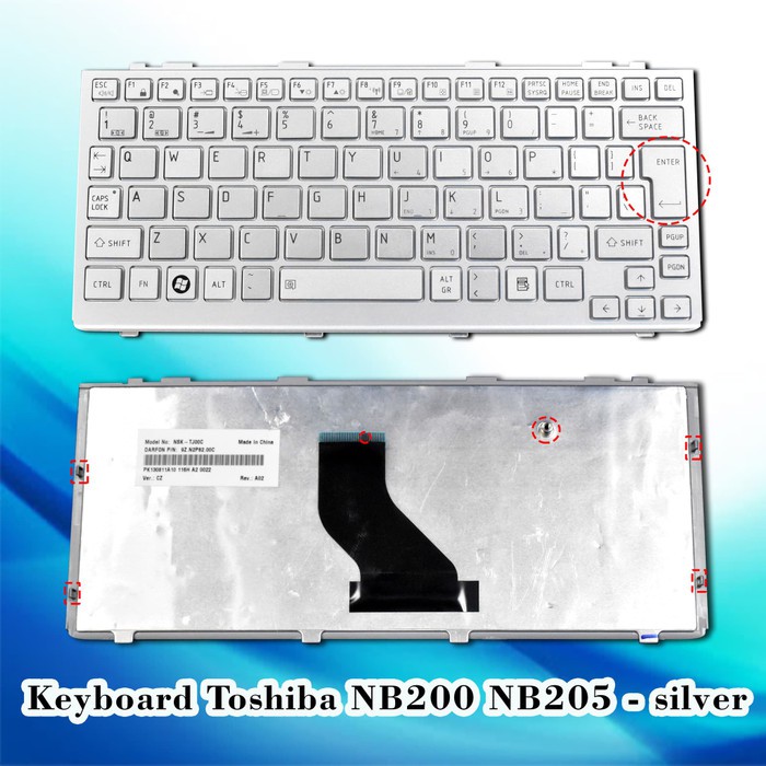 Keyboard Toshiba NB200 NB205 NB300 NB305 Silver