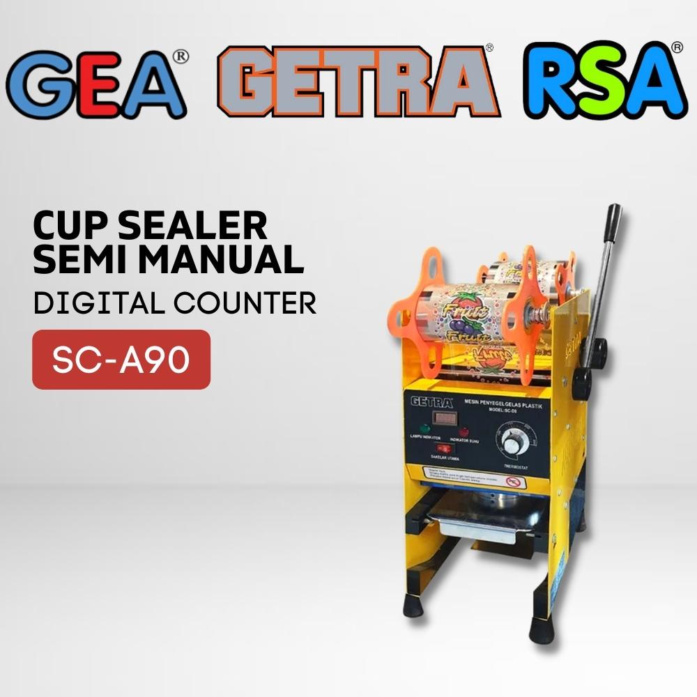 CUP SEALER SEMI MANUAL SC A90 GETRA MESIN PRESS GELAS PLASTIK 12-22OZ