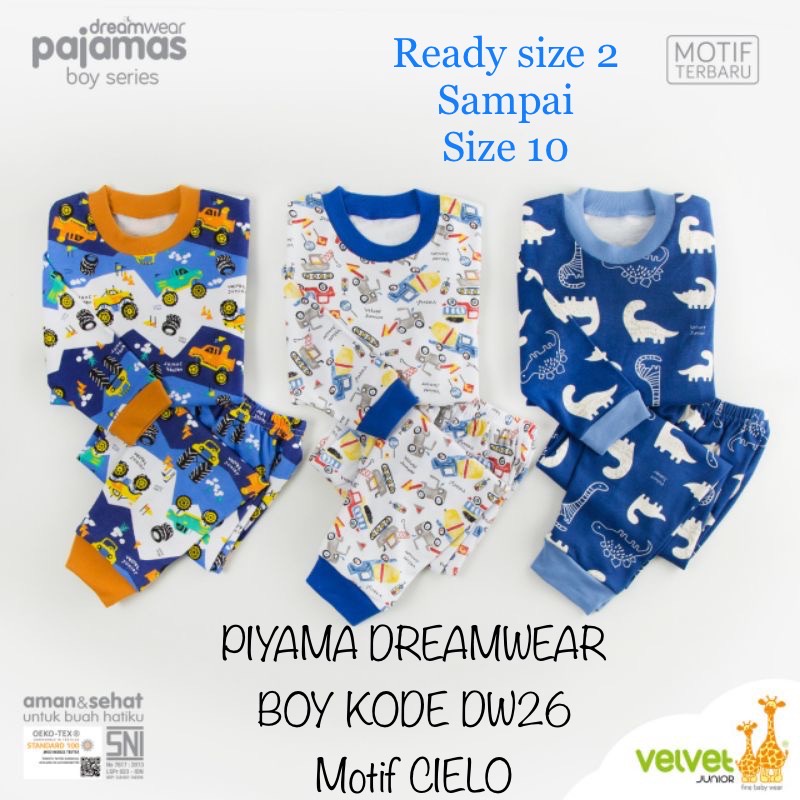 SETELAN PIYAMA BIG SIZE ANAK LAKI DREAMWEAR DW 26 VELVET JUNIOR CIELO