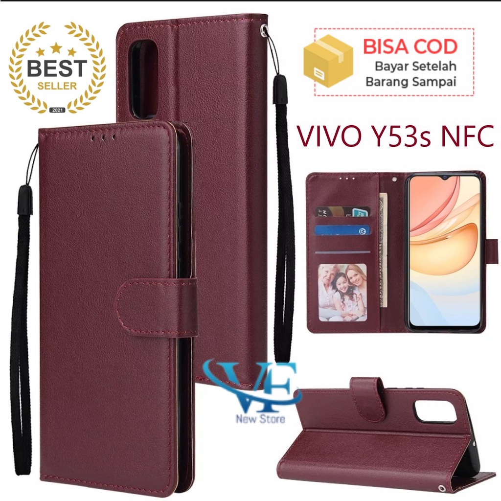 CASE LEATHER/SARUNG BUKU UNTUK HP  VIVO Y53s  NFC  FLIP COVER WALLET STANDING DOMPET CASING