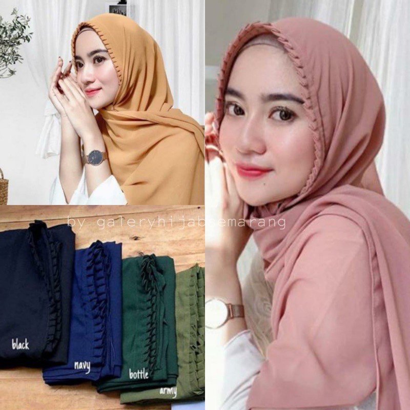 Pashmina Tali Lipit KCB Premium Jahit Tepi Diamond Hijab Instan Original 160x70