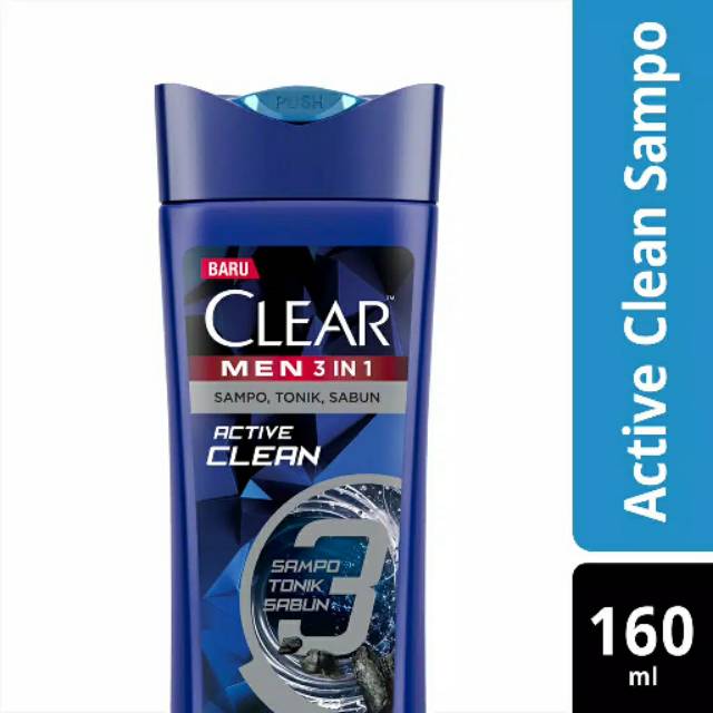 Clear Men 3 in 1 Shampoo Active Clean 160 ml