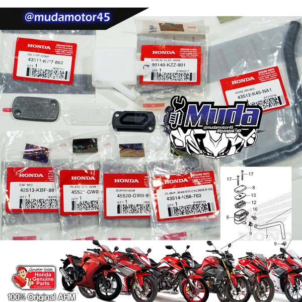 TABUNG MINYAK REM BELAKANG CS1 CB150R CBR150R CBR250RR CB150X SUPRA GR SONIC CRF150L 43511-KW7-882 S