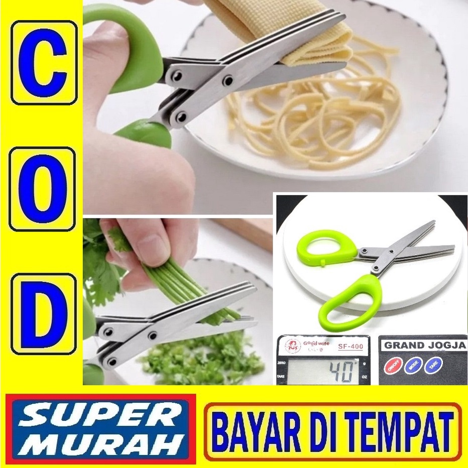 

LOR 32E GUNTING 3 LAPIS PISAU Sayur Daun Bawang Dapur 5 Layer Stainless Steel Grand Jogja