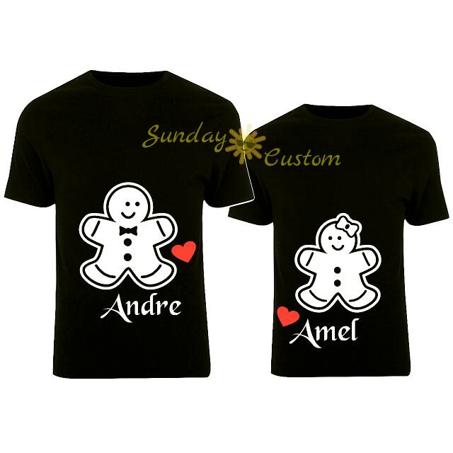 Kaos Couple/Pasangan bisa custom nama Tema Cookies