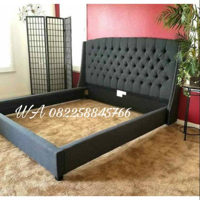 Tempat Tidur Ranjang Dipan Busa Kayu Jati Minimalis Buatan Jepara, FURNITURE MEUBEL JATI