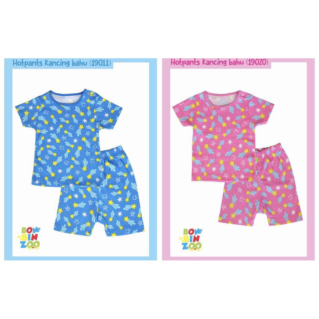 Bonbinzoo Setelan piyama anak Pendek FULL PRINT lembut SNI 0-12 bln setelan baju anak / baju bayi