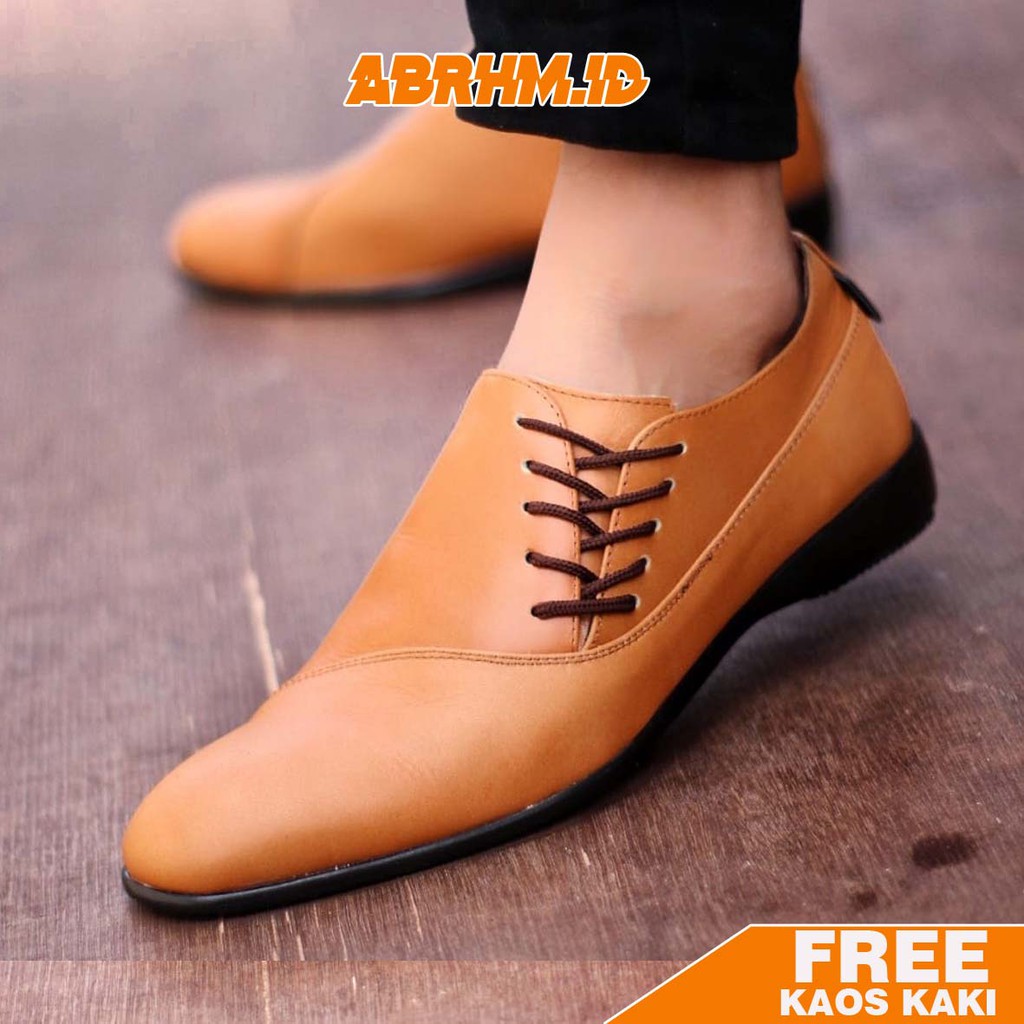 ABRHM-MEGAN Sepatu Formal Pria Sepatu Pantofel Kulit Asli Sepatu Pria Casual Sepatu Kasual Oxford Kerja Kantor Kuliah Kondangan Gaya Keren Kekinian Original Murah Terlaris