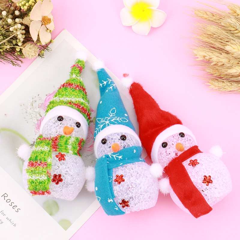 [Christmas Products] Xmas LED Decorative Glowing Colorful Plastic Particle Crystal Snowman Doll Lights