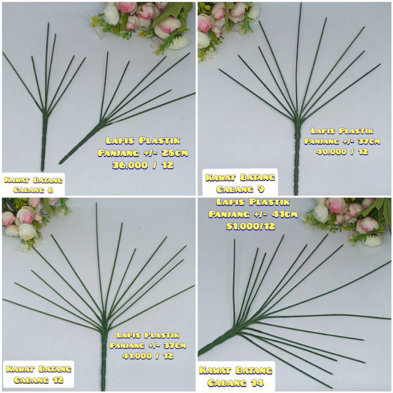 Kawat Batang Cabang Kawat Kawat Hijau Tangkai Minimal 5 Pcs Kawat Cabang Ranting Bunga Kawat Tangkai