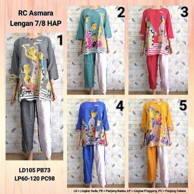 Setelan RC Asmara Lengan 7/8 HAP Piyama Adem Busui Bu TEJO TMBL + PLGA