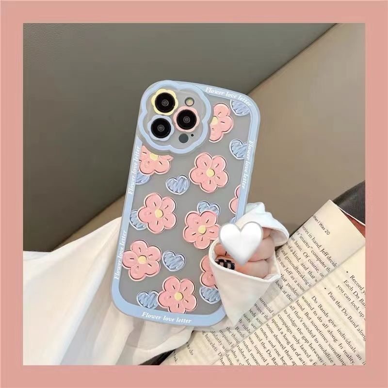 Soft Case Silikon TPU Transparan Motif Bunga Untuk iPhone 12 13 7 8 Plus X XS XR 11 Pro Max