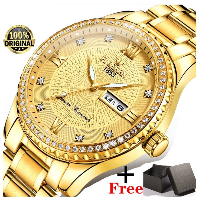 COD✔ Jam Tangan Pria FNGEEN S777 Luxury Full Steel Sport Quartz Business Waterproof Casual Watch+BOX