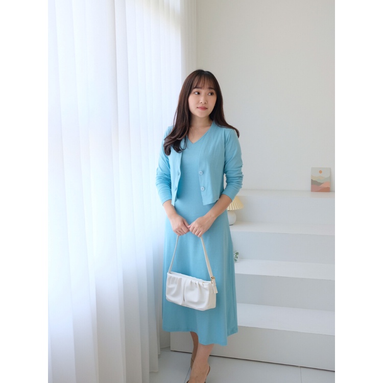 Kadaka S-0179 Set Dress with Cardigan Korean Look