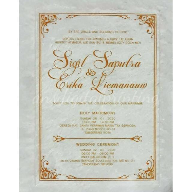 

Gold acrylic invitation