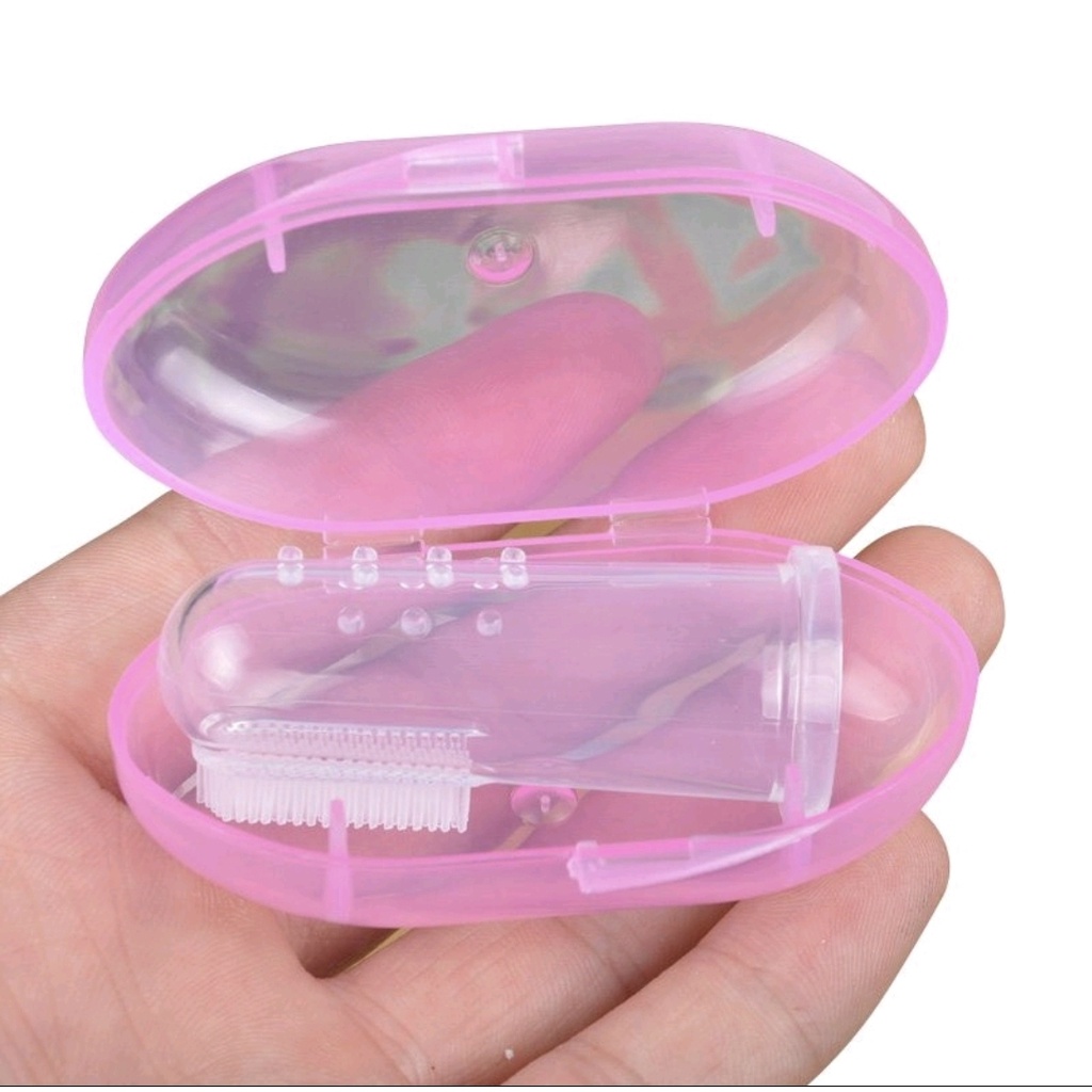 SIKAT GIGI JARI BAYI SILIKON LEMBUT DENGAN KOTAK / SIKAT LIDAH BAYI / BABY TOOTH BRUSH SILICONE BPA FREE (IP)