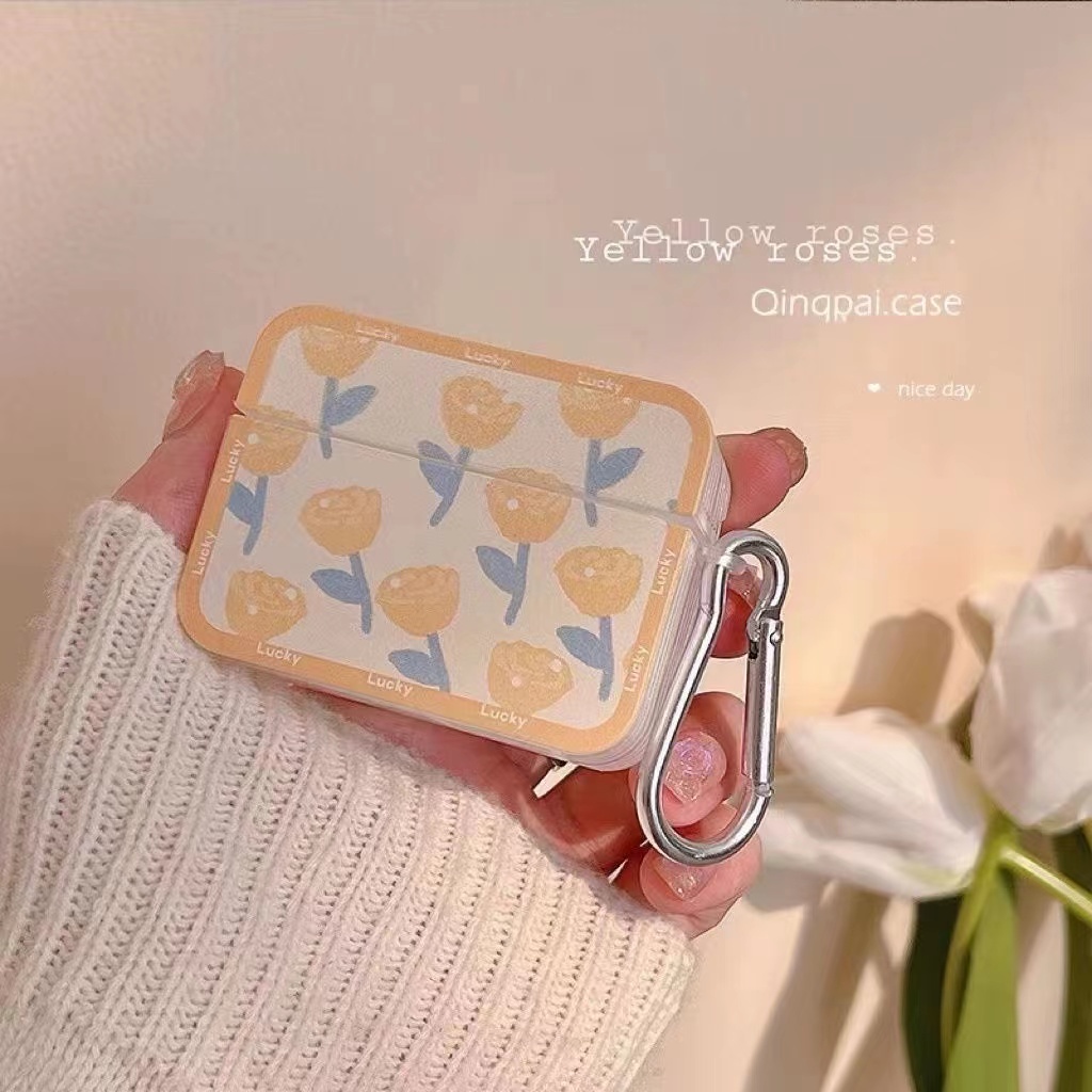 Casing Soft CASE Silikon Motif Lukisan Cat Minyak Bunga Untuk airpods 3 / 2 / 1 / Pro2