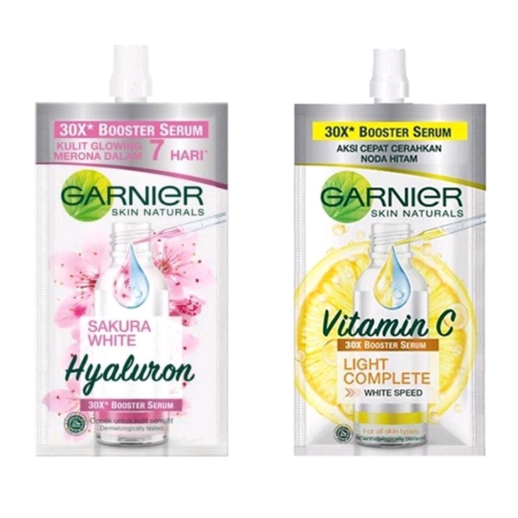 GARNIER Serum Sachet | Serum Sakura White Hyaluron 30X Booster  |  Bright Complete Vitamin C 7.5ML (ECER)